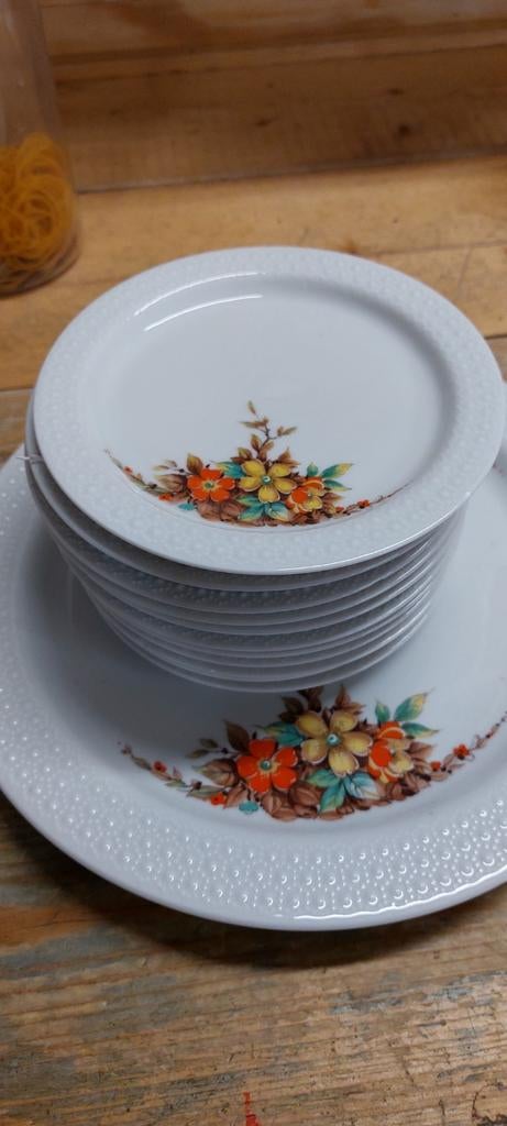 Vintage gebaksstel  Scherzer ,11 schotels, Antiek en Kunst, Antiek | Servies los, Ophalen of Verzenden