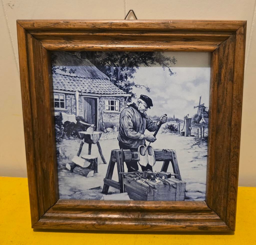 Delfts blauwe tegel "klompenmaker", Antiek en Kunst, Ophalen of Verzenden