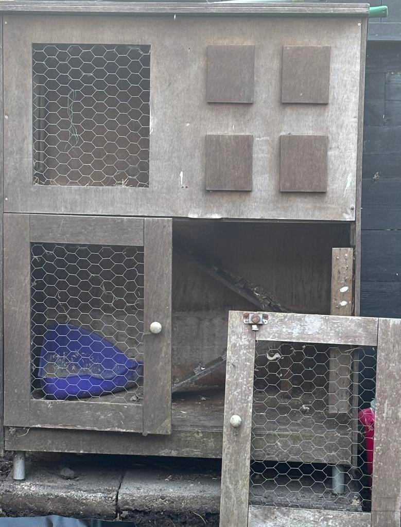 Konijnenhok 2 verdiepingen, Ophalen, 110 cm of meer, Zo goed als nieuw, 90 cm of meer