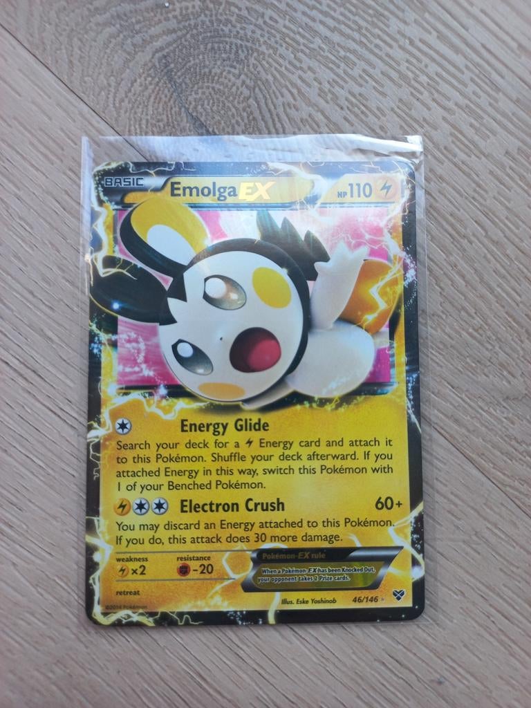 Emolga EX Pokémon kaart - Zeldzaam en in goede staat!, Ophalen of Verzenden, Zo goed als nieuw, Losse kaart, Foil