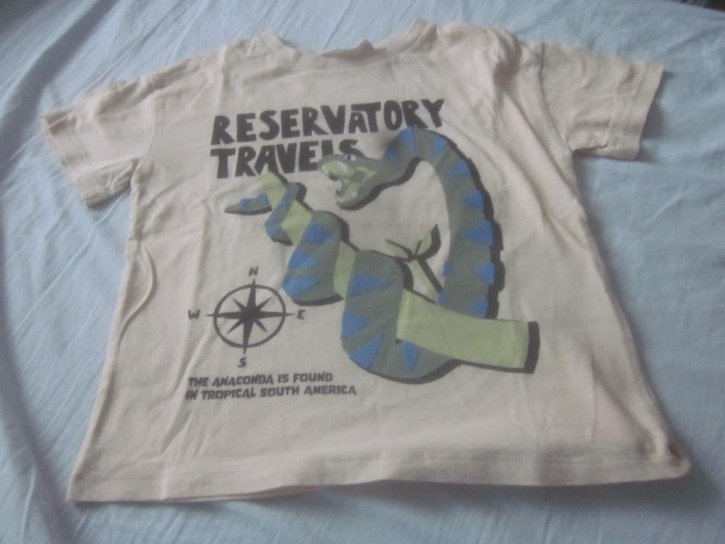 Nieuw ecru/zwart/groen/blauw  Anaconda slang H&M maat 98/104, H&M, Nieuw, Ophalen of Verzenden, Shirt of Longsleeve