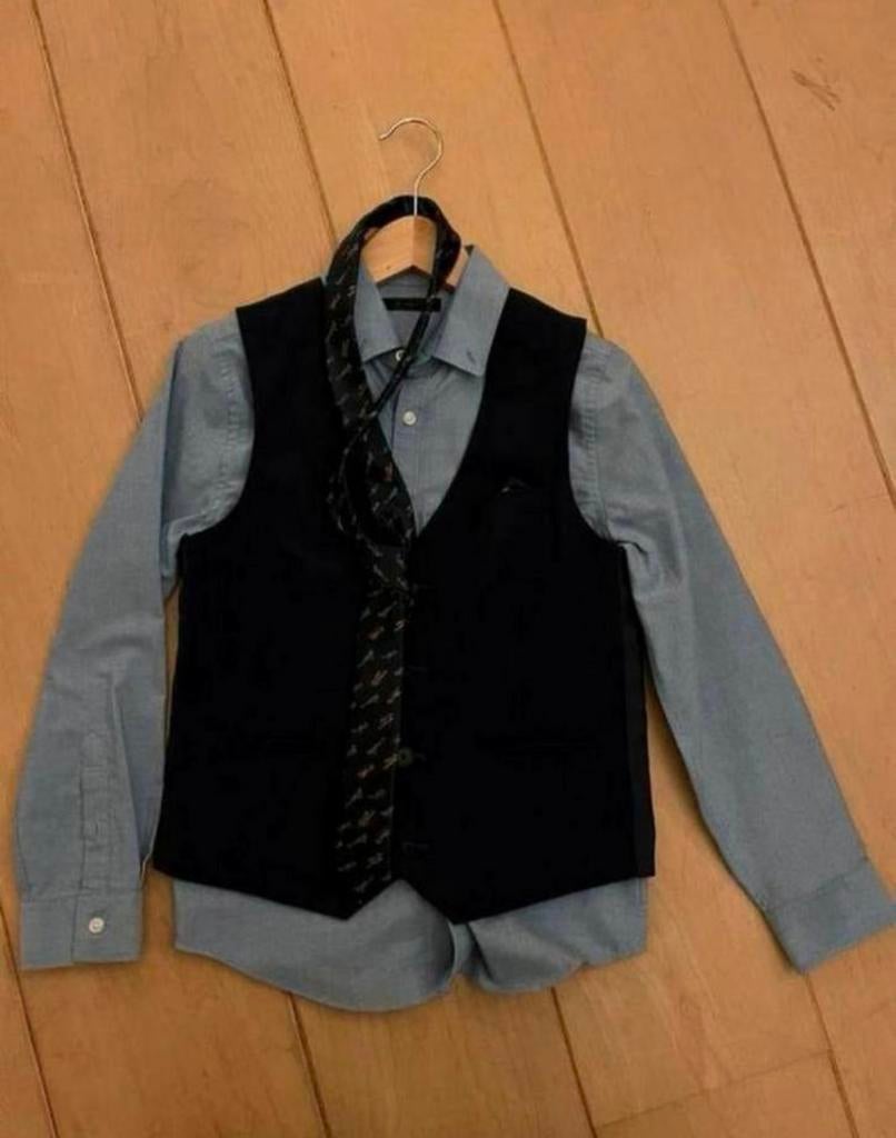 Overhemd met gilet en stropdas maat 134, Ophalen of Verzenden, Zo goed als nieuw, Jongen, Overhemd of Blouse