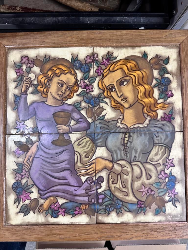 Art Deco tegeltableau gesigneerd Alex Asperslagh (1941), Ophalen