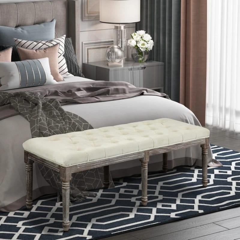 Luxe gestoffeerde bank brocant schoenenbank voetenbank, Huis en Inrichting, 125 cm of meer, Nieuw, Ophalen of Verzenden, Rechthoekig