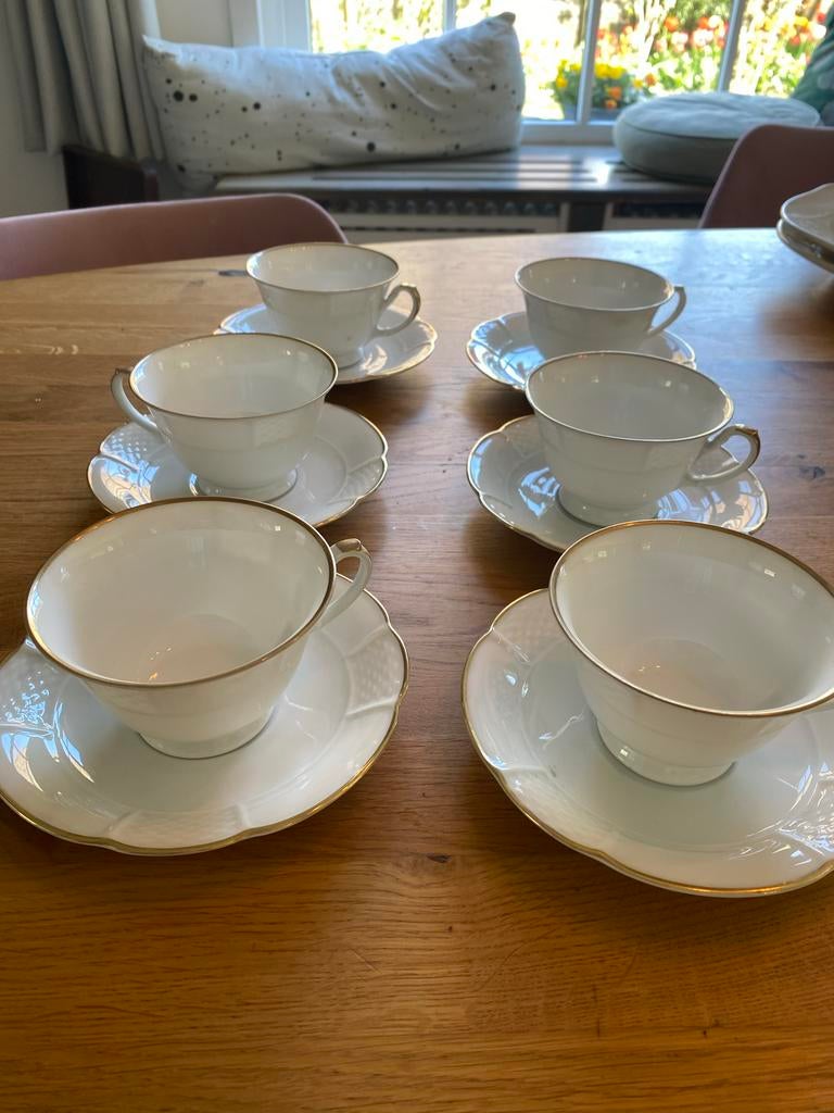 Zes Rosenthal Bavaria theekoppen met schotels, Ophalen, Zo goed als nieuw, Overige stijlen, Kop(pen) en/of Schotel(s)