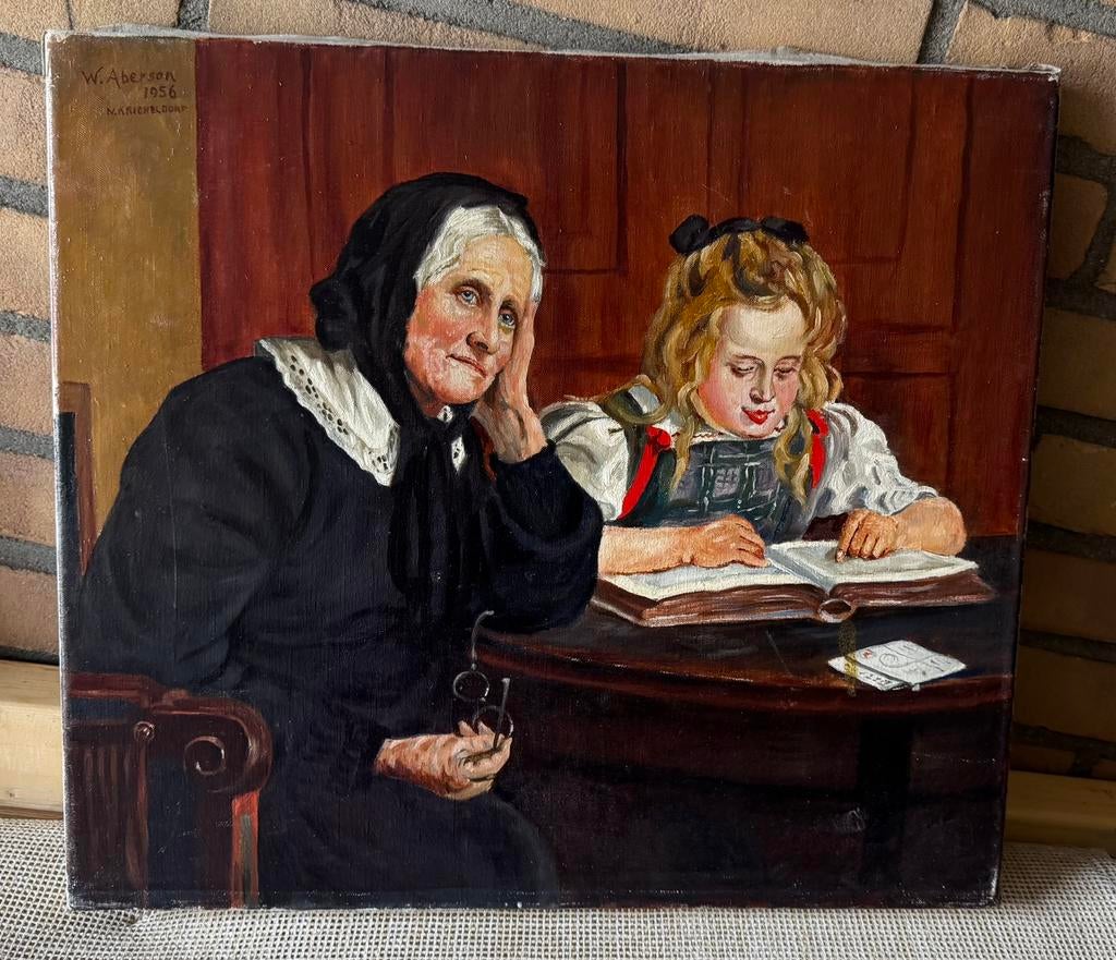 Schilderij oma’s geluk (1935 kricheldorf) 1956 W.H. Aberson, Antiek en Kunst, Kunst | Schilderijen | Klassiek, Ophalen of Verzenden
