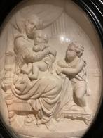 Antiek Meerschuim Reliëf Moeder en Kind in Bolglas Lijst, Antiek en Kunst, Ophalen of Verzenden