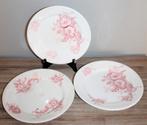 SALE Set van 3 antieke bordjes met rood bloemendecor - Nimy, Ophalen of Verzenden