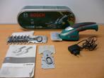 Bosch isio accu gras- buxusschaar in metalen blik., Ophalen of Verzenden, Gebruikt, Accu, Bosch