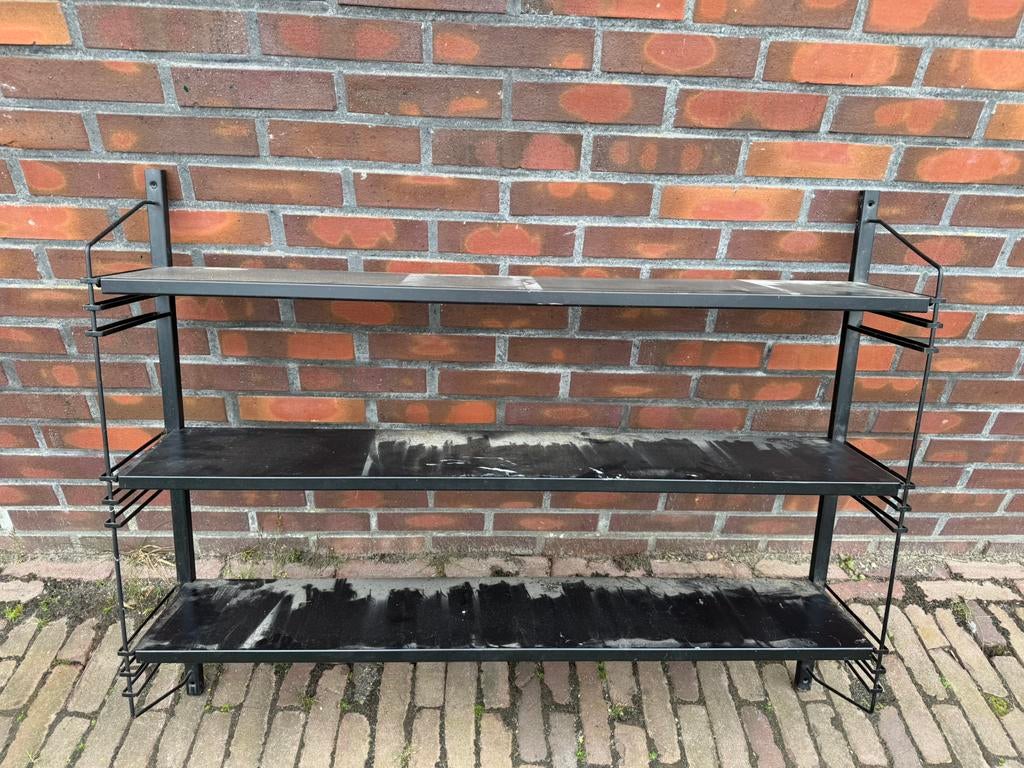 Vintage Dutch design metalen wandrek van Drentea, Ophalen, Gebruikt