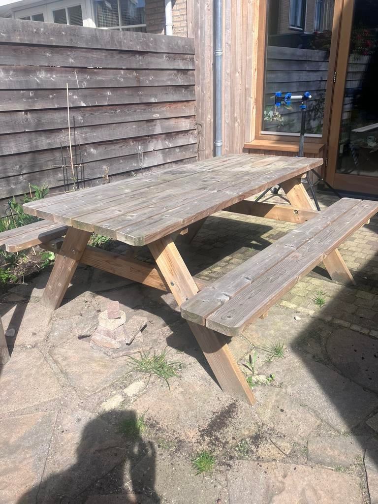 Picknicktafel - origineel hornbach 2025, Ophalen, Zo goed als nieuw, Rechthoekig, Hout