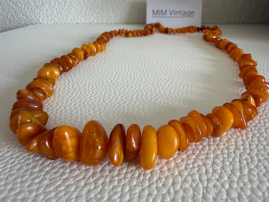 R225/Vintage Natuurlijke Butterscotsch BARNSTEEN ketting, Sieraden, Tassen en Uiterlijk, Kettingen, Gebruikt, Verzenden, Geel
