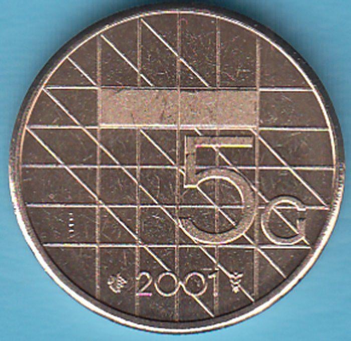 Nederland Vijfje (5 gulden) 2001 UNC in munthouder, Postzegels en Munten, Munten | Nederland, Ophalen of Verzenden, Koningin Beatrix
