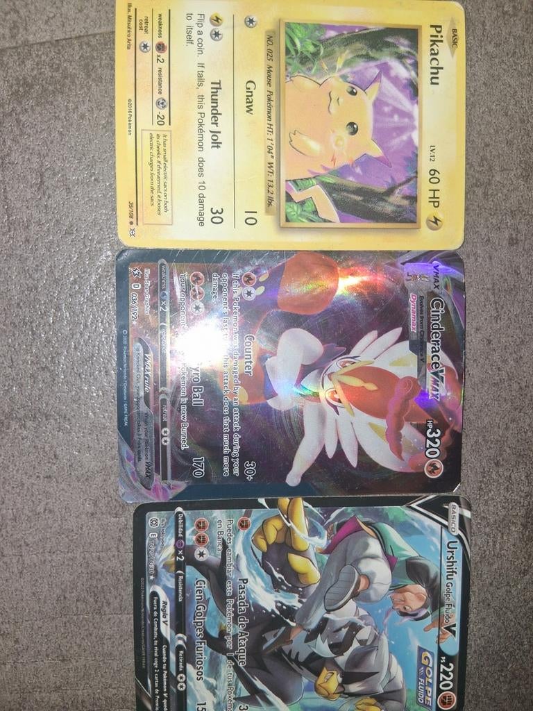 Pokémon kaarten: Pikachu, Cinderace VMAX en Urshifu V, Ophalen of Verzenden