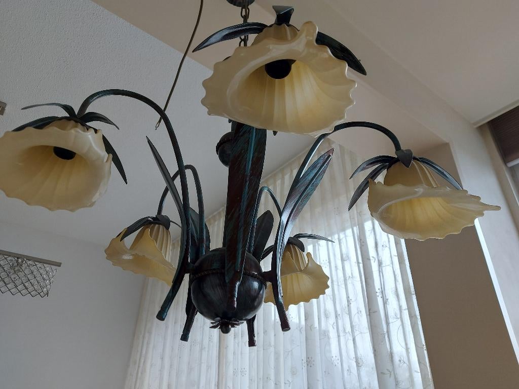 Hanglamp, Ophalen, 50 tot 75 cm, Zo goed als nieuw, Glas
