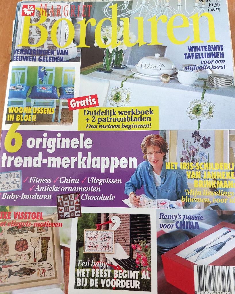 Margriet Borduren Special 7 (1998) + 2 patroonbladen, Hobby en Vrije tijd, Ophalen of Verzenden, Zo goed als nieuw, Handborduren