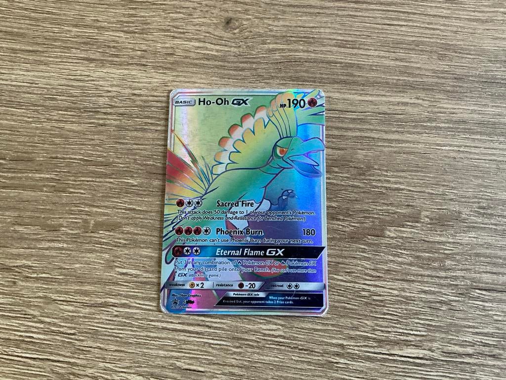 Ho-Oh GX Rainbow Rare Pokémon Kaart, Ophalen, Zo goed als nieuw, Losse kaart, Foil