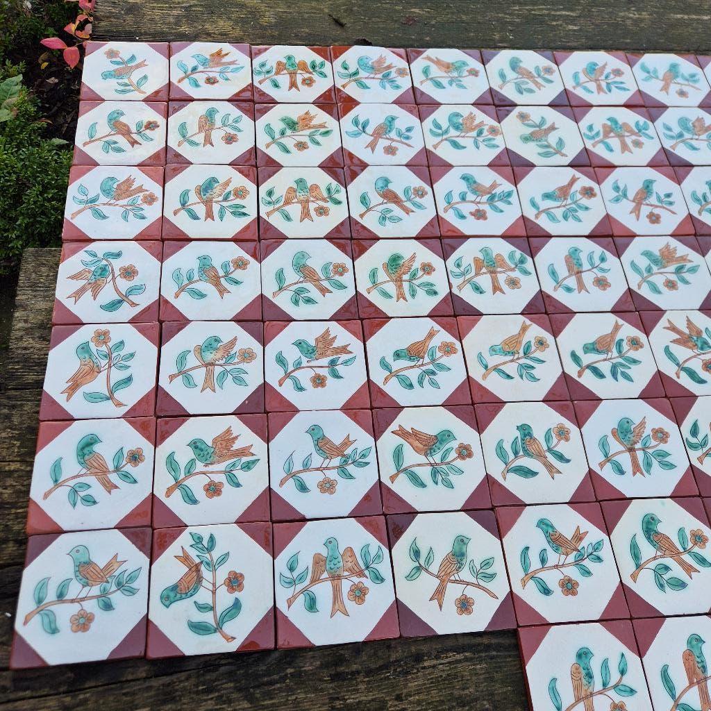 72 stuks Decoratieve tegels 12.8x12.8 met afbeelding vogels