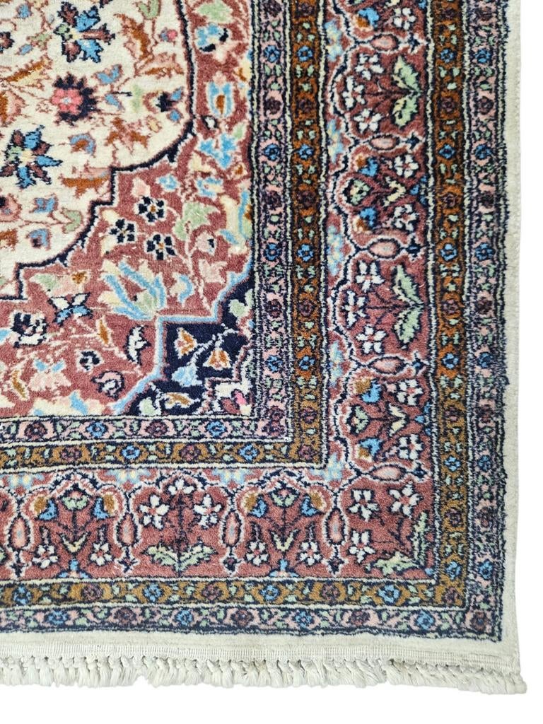 Handgeknoopt oosters wol Kashmir tapijt medallion 95x155cm, Persian Perzisch vintage oosters hype, Crème, Gebruikt, HYPE POP-UP