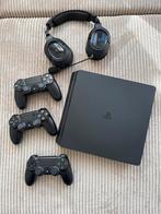 PS4 Slim met 3 controllers en headset - Goedkoop!, Ophalen of Verzenden, Met 3 controllers of meer, Slim, 500 GB