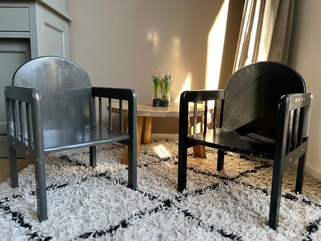 2 kinderstoeltjes hout - Tiamo Wood Collection, Kinderen en Baby's, Kinderstoelen, Ophalen, Gebruikt, Overige typen