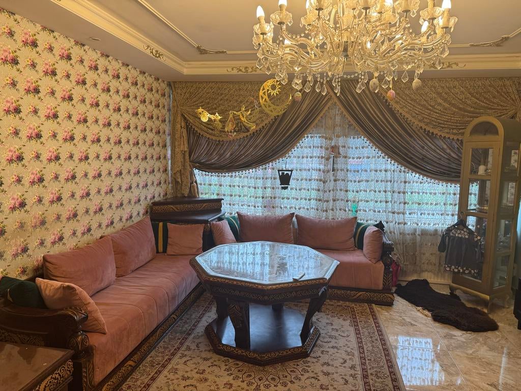 Complete Marokkaanse banken set met Tarel 220x205, Ophalen of Verzenden, Gebruikt, Hout