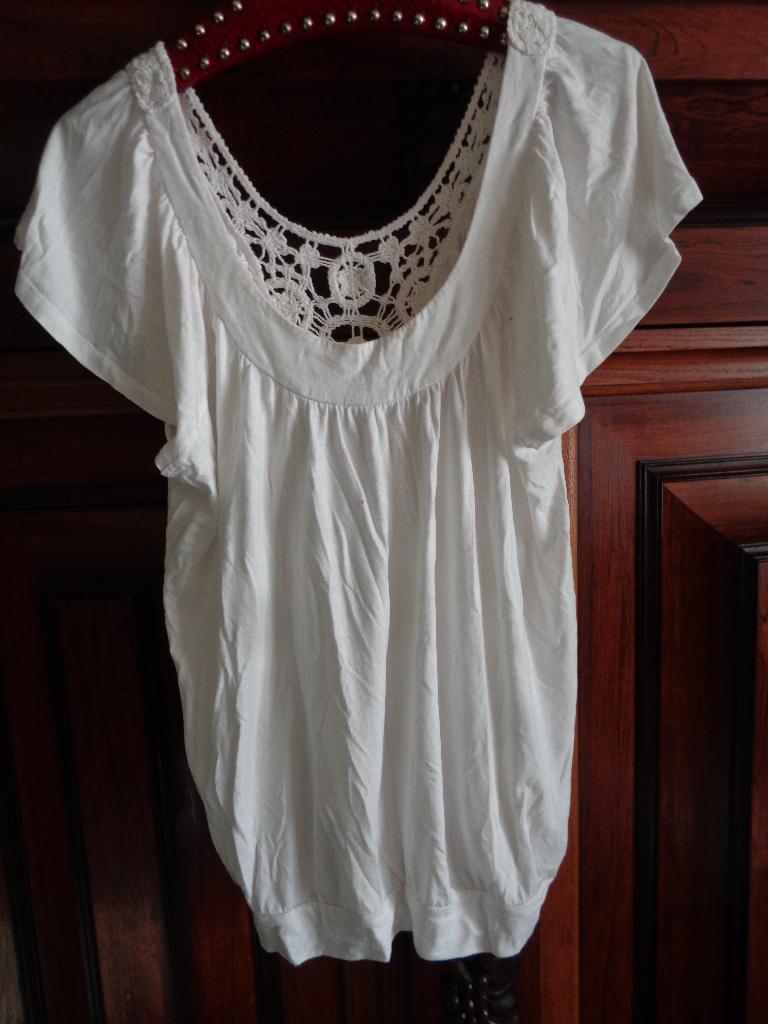 witte top met kante inzet vlinder mouw, Kleding | Dames, Grote Maten, Ophalen of Verzenden, Zo goed als nieuw, Wit, Shirt of Top