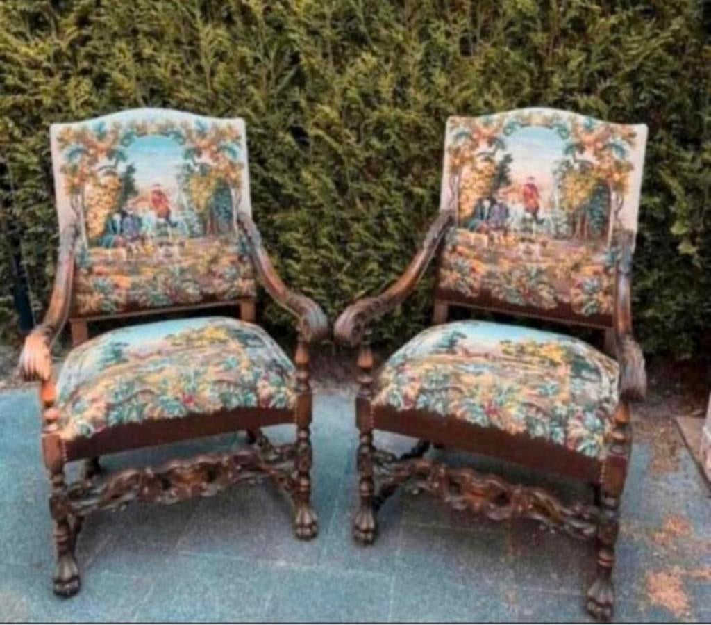 2 antieke Eiken kasteel stoelen, Ophalen of Verzenden