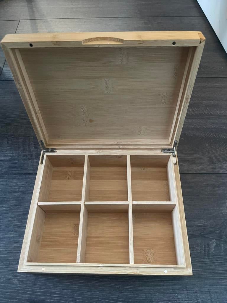 Bamboe theedoos - Nieuw!!, Beige, Hout, Nieuw, Ophalen of Verzenden