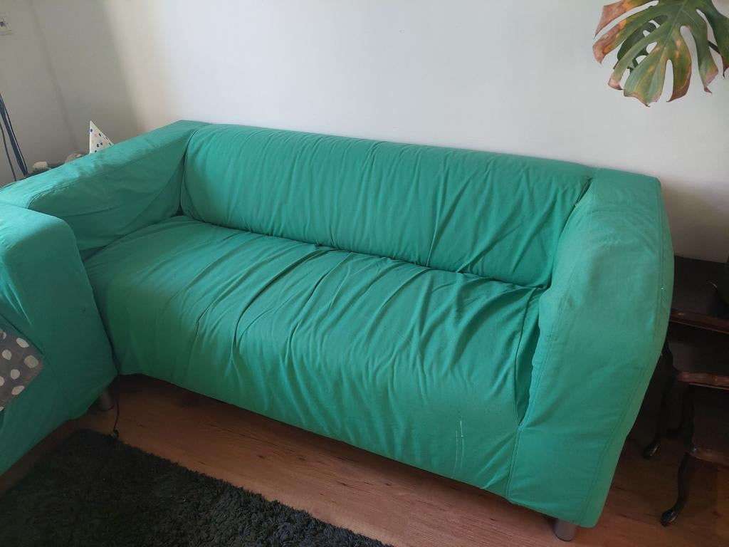 IKEA Klippan bank, 2x, Groen, Huis en Inrichting, Banken | Bankstellen, Ophalen, Gebruikt, 150 tot 200 cm, Tweepersoons