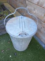 Vintage zinken vuilnisemmer met deksel, Ophalen, Gebruikt, 50 tot 75 cm, 20 tot 30 liter