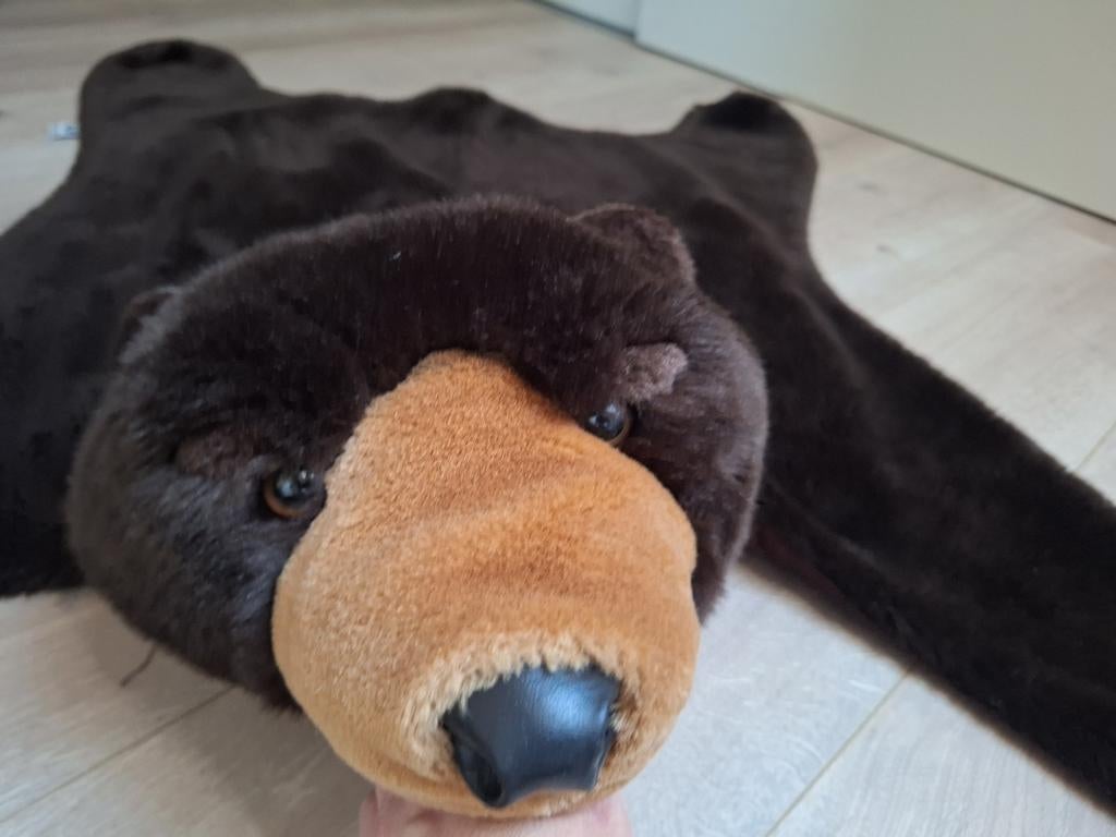 Vloerkleed kinderkamer beer 1.25m doorsnee, antislip, Bruin, Ophalen of Verzenden, Zo goed als nieuw, Overige vormen