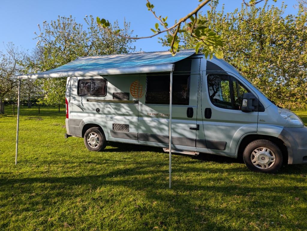 Globecar Globescout buscamper, Buscamper of Camperbus, Ringverwarming, Fiat, Luifel