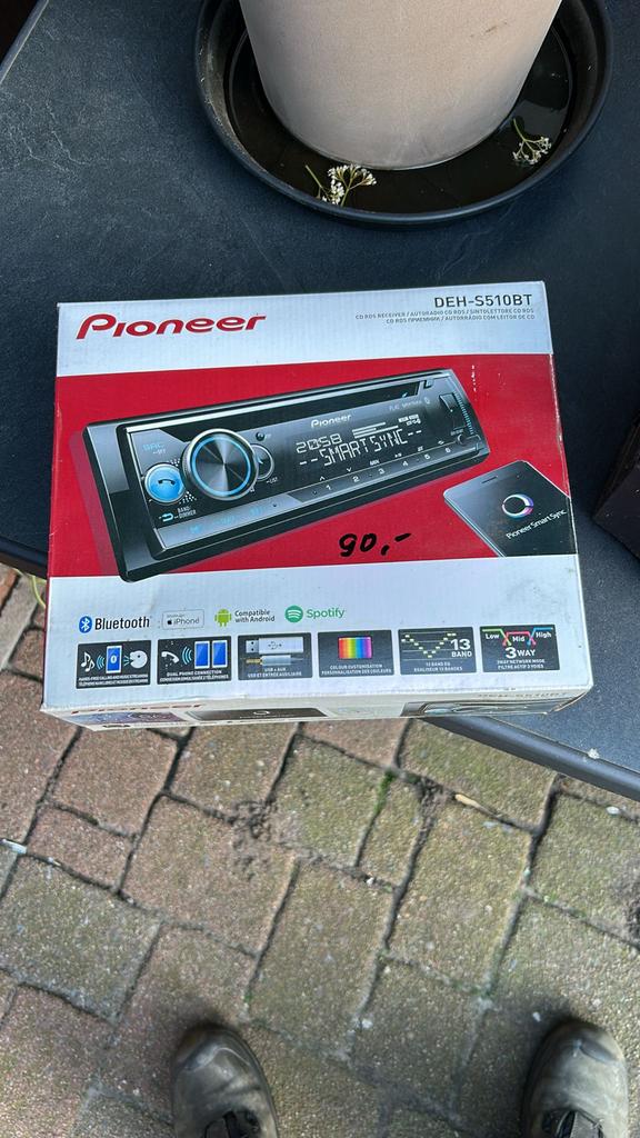 Pioneer DEH-S510BT Autoradio met Bluetooth en Spotify, Ophalen of Verzenden, Nieuw