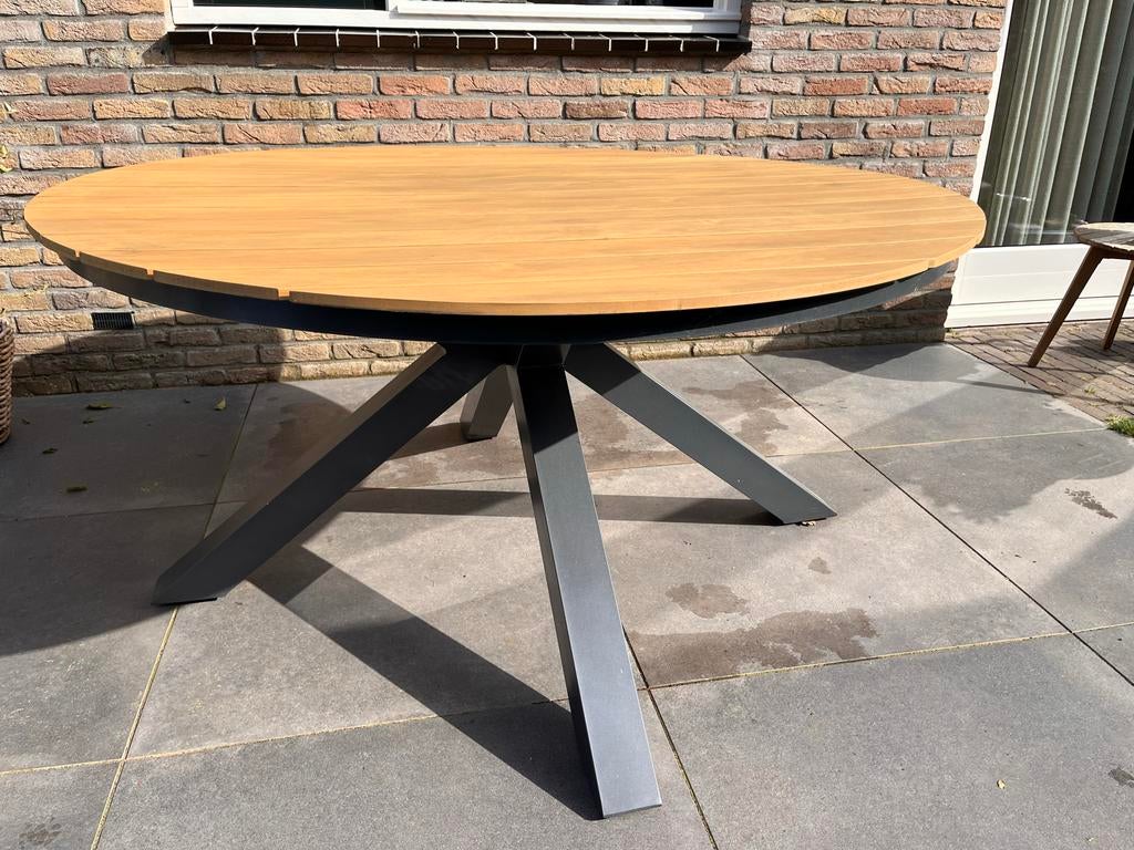 Ronde Tuintafel Polywood 150cm - Modern Design, Tuin en Terras, Tuintafels, Ophalen, Zo goed als nieuw, Rond, Aluminium
