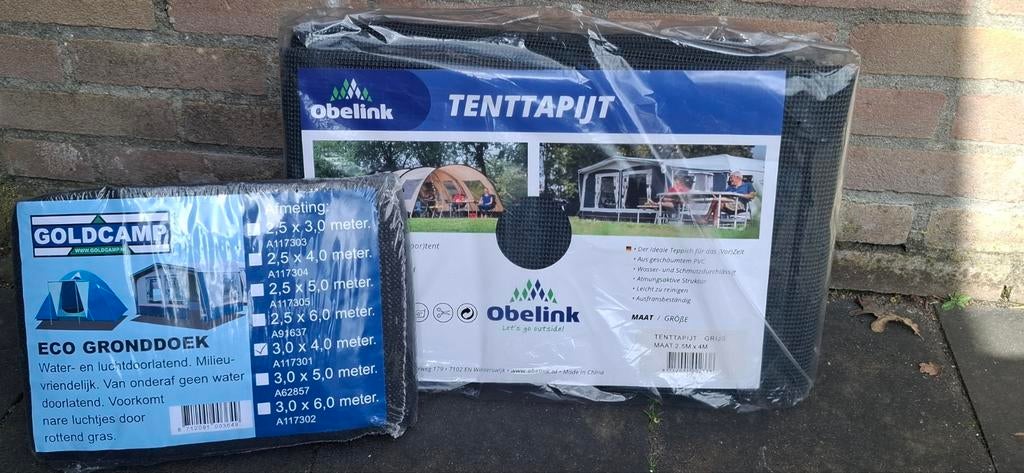 Nieuw Obelink Tenttapijt 2.5x4m en Goldcamp Gronddoek 3x4m, Ophalen of Verzenden, Nieuw
