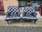 2 Chesterfield fatboy fauteuils zwart + GRATIS BEZORGING