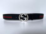 GUCCI Zwart groen rood zilver interlock HEREN riem  Maat 90, Kleding | Heren, Riemen en Ceinturen, Minder dan 95 cm, Ophalen of Verzenden