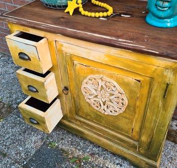 Uniek kastje vintage India Bali ibiza boho stijl geel  beschikbaar voor biedingen