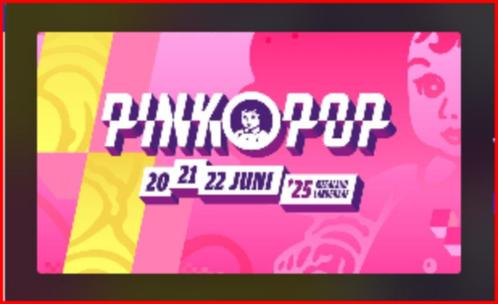 4x Pinkpop 2025 (3-dgnkaart) incl. camping va donderdag 19/6, Tickets en Kaartjes, Evenementen en Festivals, Drie personen of meer