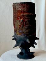 Gothic vaas met punten en roestige kleuren. Raku gestookt, Antiek en Kunst, Antiek | Keramiek en Aardewerk, Ophalen of Verzenden