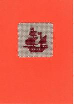 kaart met geborduurd schip (255), Hobby en Vrije tijd, Ophalen of Verzenden, Nieuw, Overige thema's