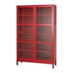 Mooie rode gebeitst Ikea vitrinekast/buffetkast(Hemnes) hout, Huis en Inrichting, Kasten | Buffetkasten, Ophalen