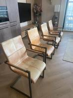 4 cognac kleuren industriele eetstoelen, Huis en Inrichting, Stoelen, Ophalen, Gebruikt, Overige kleuren, Leer
