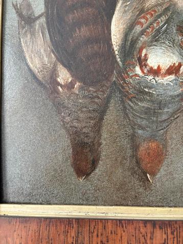 Schilderij met dode patrijzen40x52cm incl lijst beschikbaar voor biedingen