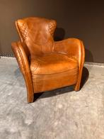 Vintage Stoere Saddle Chair Cognac kleur Leer, Gebruikt, Vintage Stoer, 50 tot 75 cm, Timothy Oulyon Style