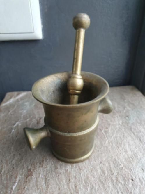 Mooie antieke massief koperen vijzel met stamper..., Antiek en Kunst, Antiek | Koper en Brons, Koper, Ophalen of Verzenden