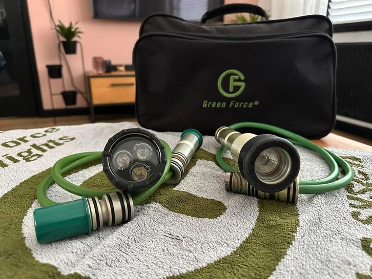 Greenforce Duiklampen 2 Sets Compleet, Watersport en Boten, Duiken, Gebruikt, Duiklamp, Ophalen