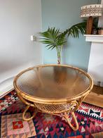 Vintage rotan salontafel 94 cm diameter, Huis en Inrichting, Ophalen
