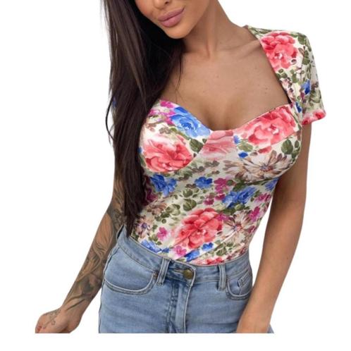 Top met bloemenprint – Romantisch & vrouwelijk, Kleding | Dames, Tops, Nieuw, Maat 38/40 (M), Roze, Korte mouw, Verzenden